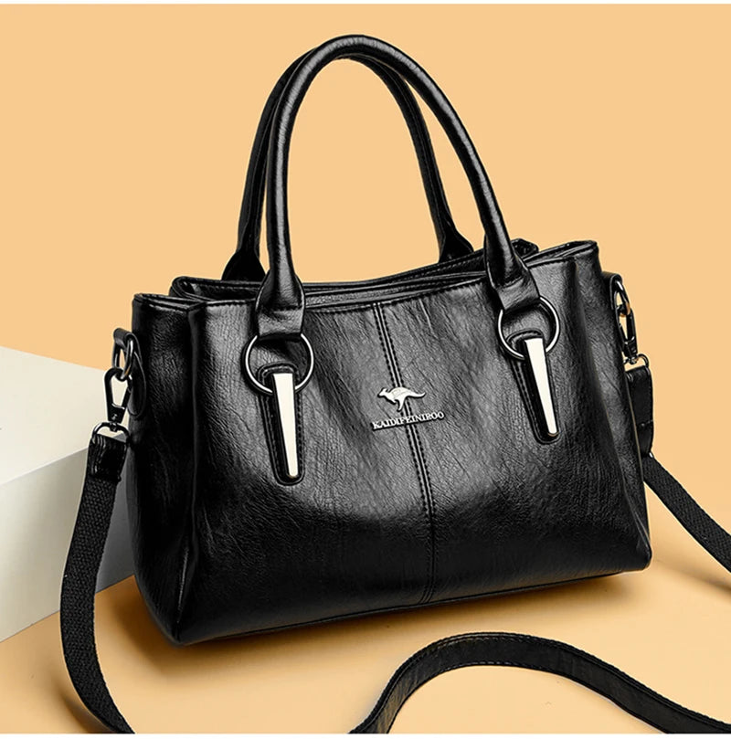 Elegant Genuine Leather Satchel – Women's Crossbody Shoulder Bag