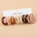6pairs Vintage Acetate Acrylic Resin Chunky Hoop Earrings Set
