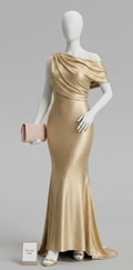 Elegant Draped Fishtail Evening Gown
