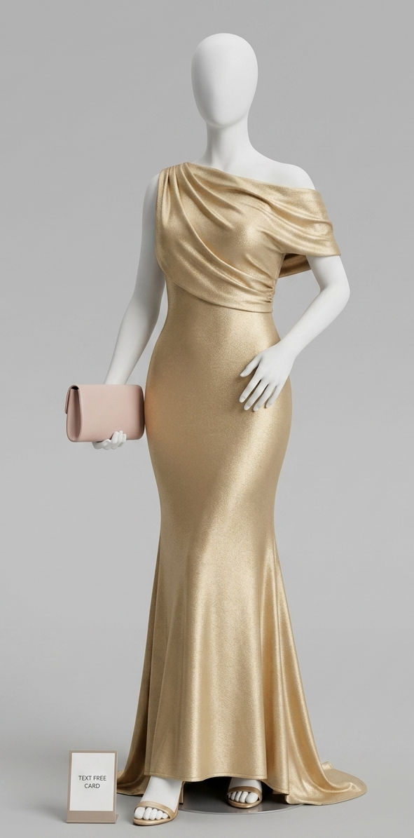 Elegant Draped Fishtail Evening Gown