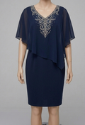 Elegant Blue Embellished Chiffon Blouse