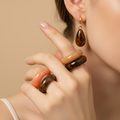 Vintage Acetate Acrylic Resin Ring and Water Drop Pendant Jewelry Set