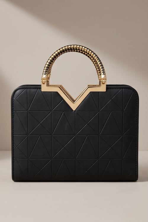 Chevron Grid Satchel: Elevate Your Style with Structured Elegance