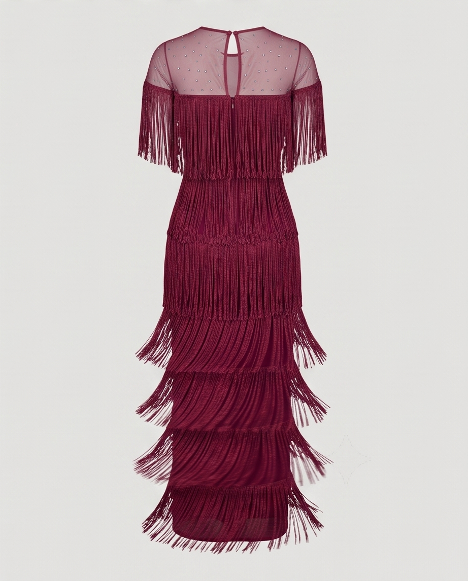 The Crimson Cascade Gown
