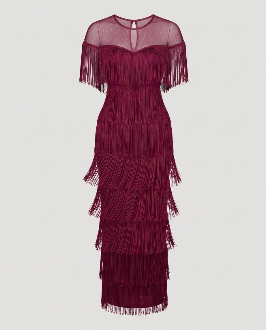 The Crimson Cascade Gown
