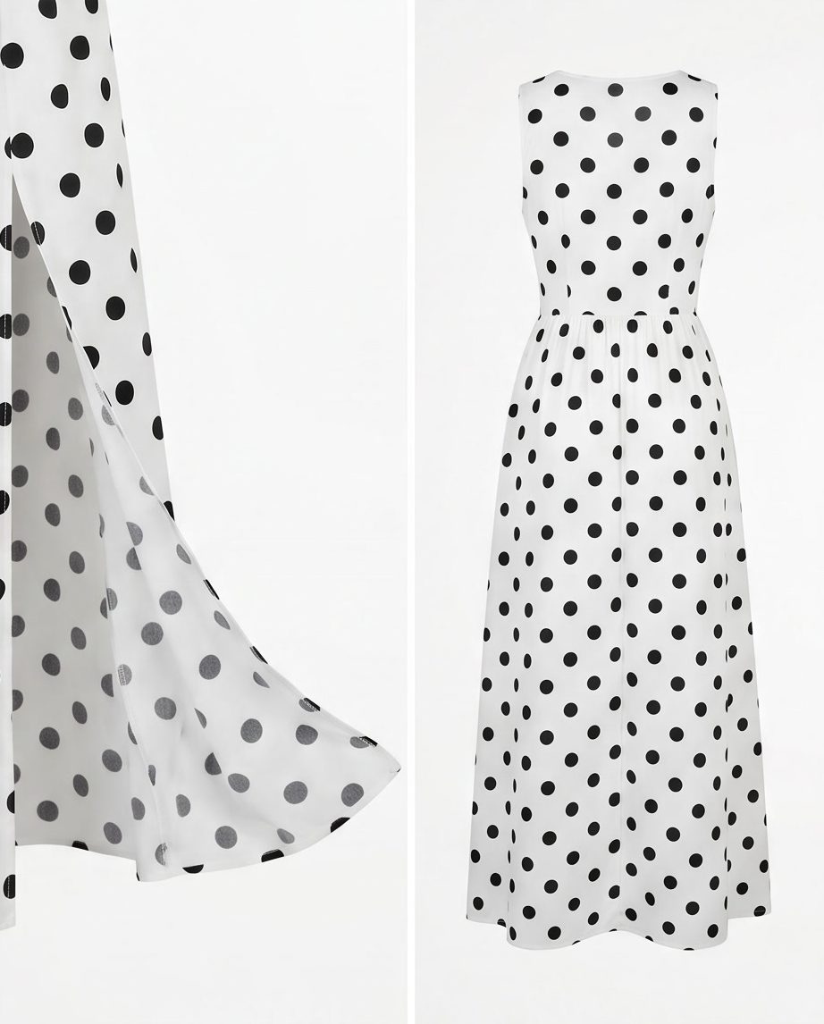 Effortlessly Chic Polka Dot V-Neck Maxi Dress - Perfect for Any Occasion