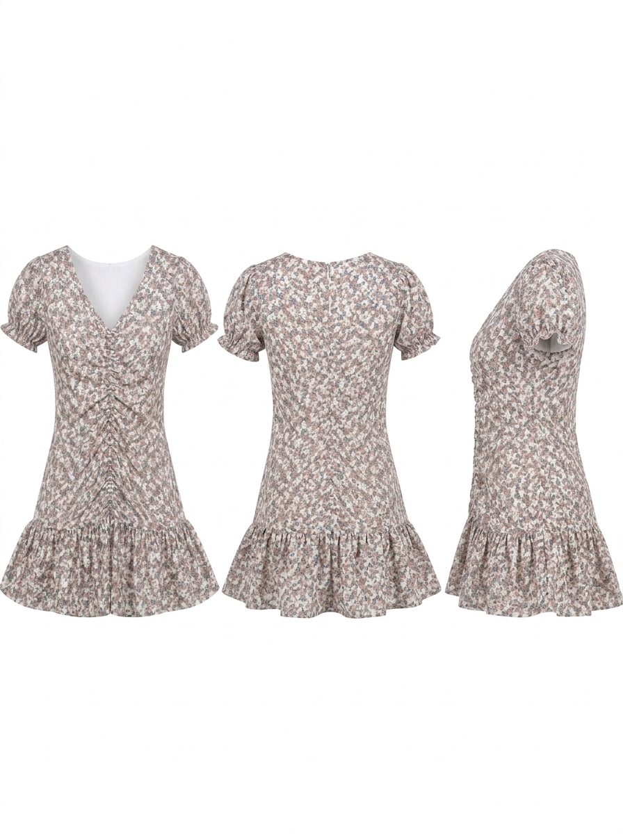 Elevate Your Style with the Emerald Floral Wrap Dress showcasing a floral design, V-neckline, and flared skirt.