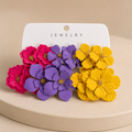 6pairs Bohemian Style Colorful Metal Flower Stud Earrings Set