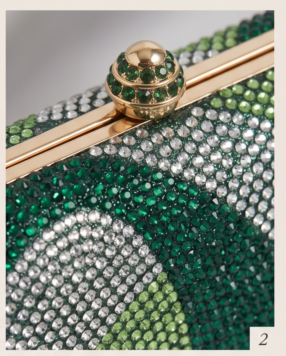 Luxurious Geometric Wave Rhinestone Evening Clutch Bag