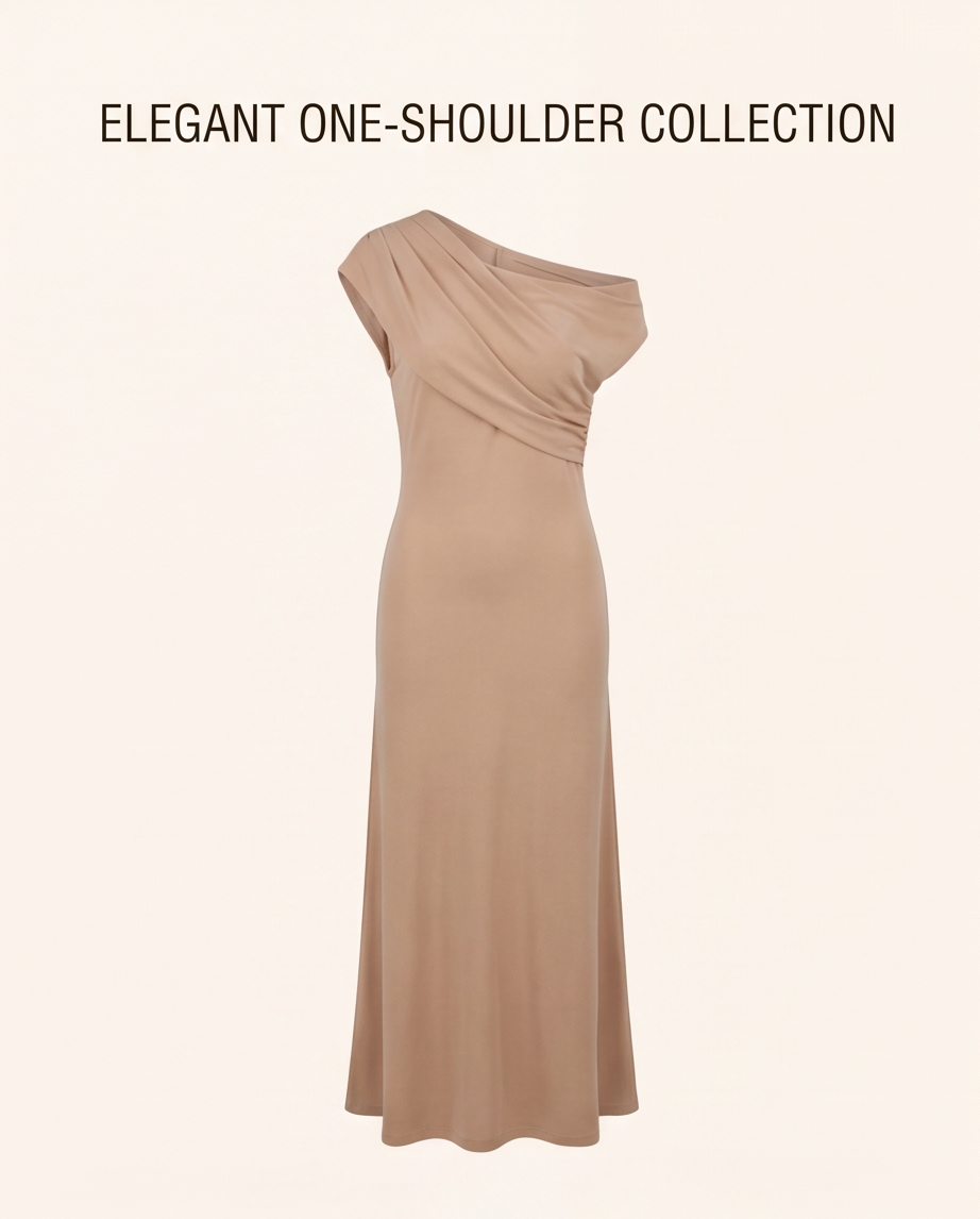 Elegant One-Shoulder Draped Maxi Dress