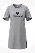 Heart Graphic Crewneck T-Shirt Dress with Side Slits featuring a heart design and side slits for a trendy look.