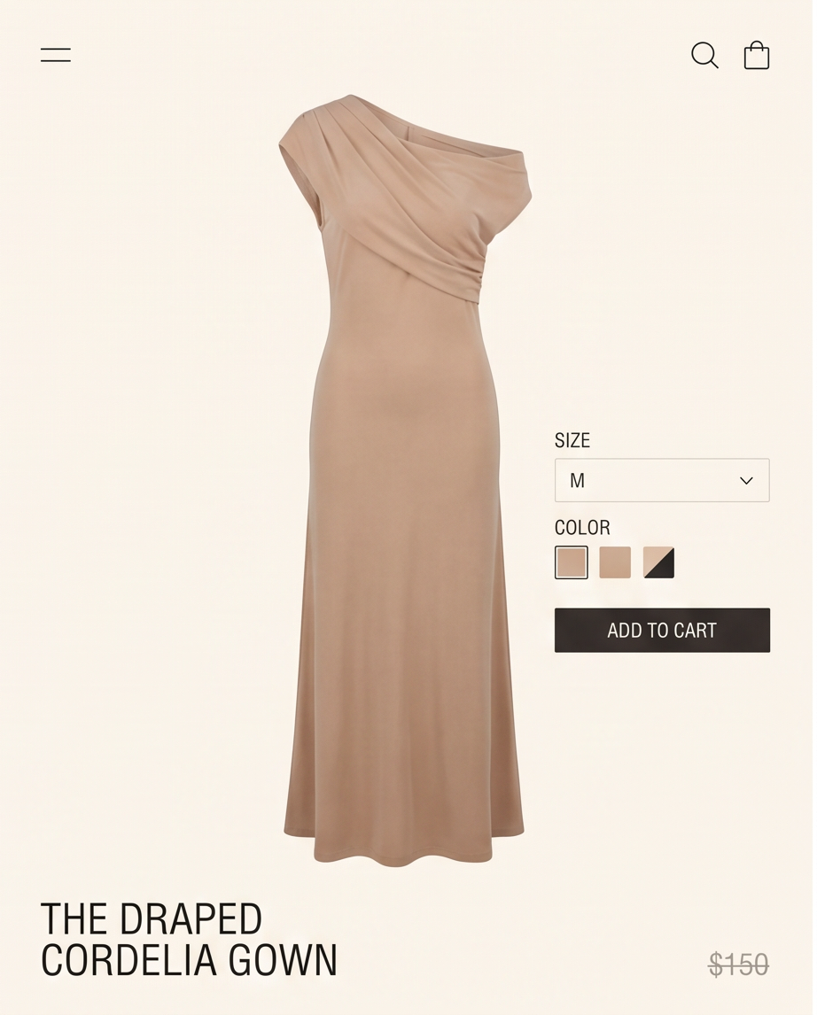 Elegant One-Shoulder Draped Maxi Dress
