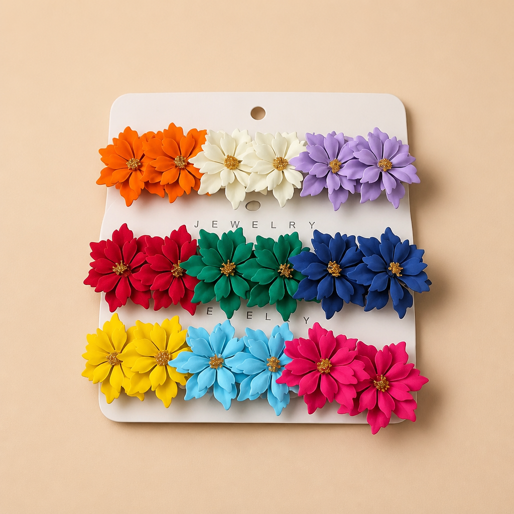 Vibrant Colorful Floral Stud Earrings – Elevate Your Style with Elegance