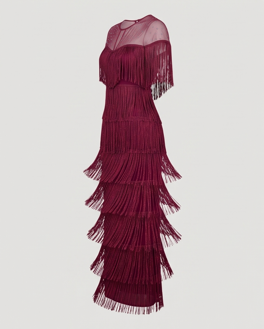 The Crimson Cascade Gown