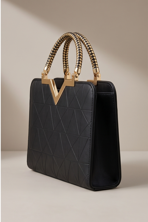 Chevron Grid Satchel: Elevate Your Style with Structured Elegance