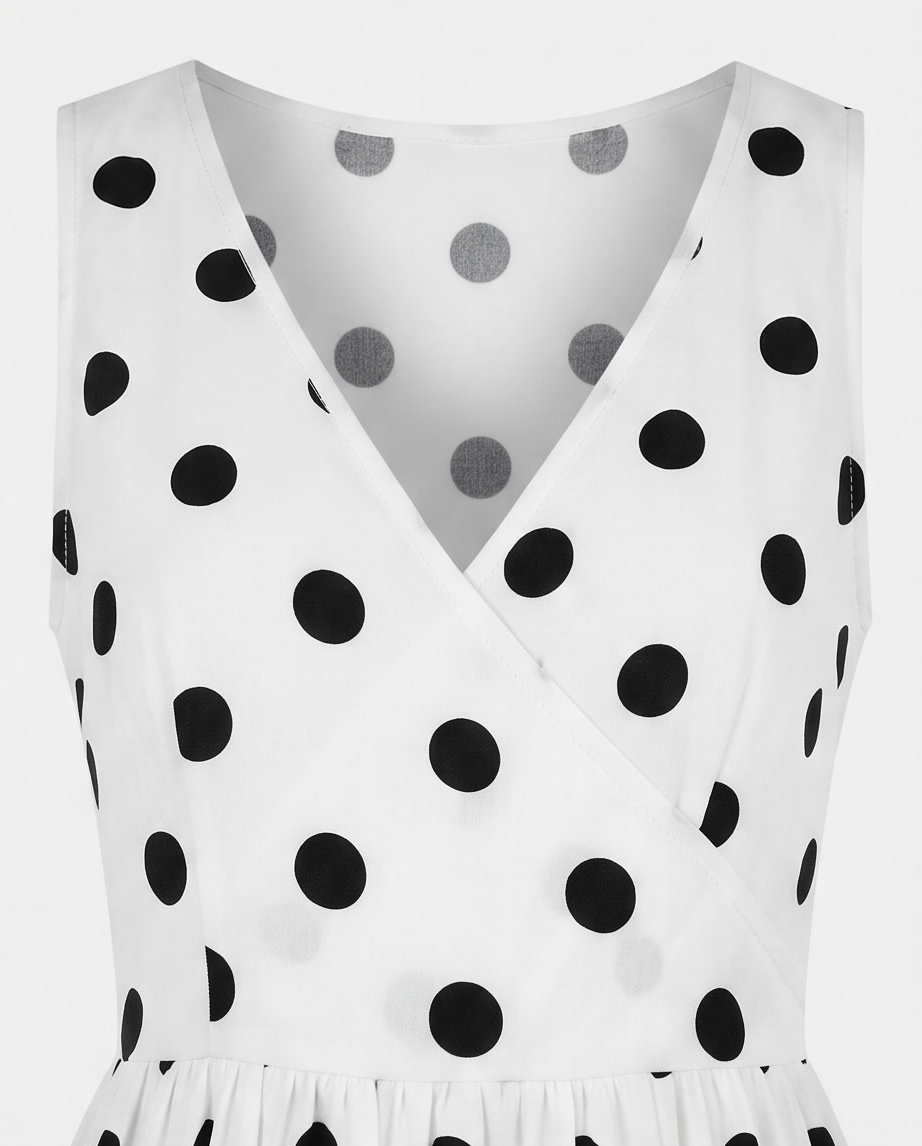 Effortlessly Chic Polka Dot V-Neck Maxi Dress - Perfect for Any Occasion